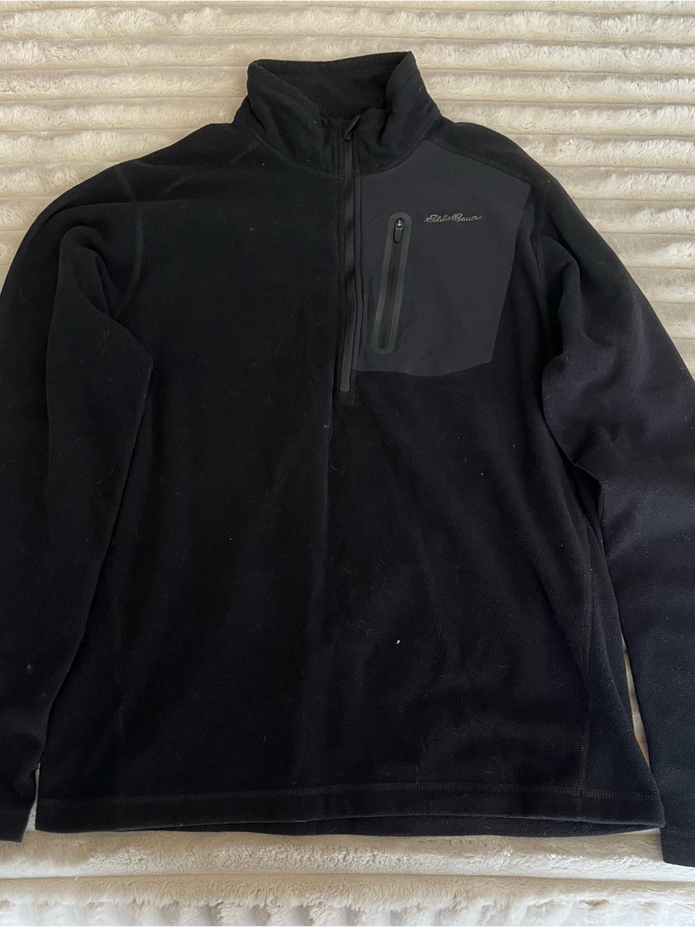 Eddie Bauer Black Quarter-Zip Fleece Pullover